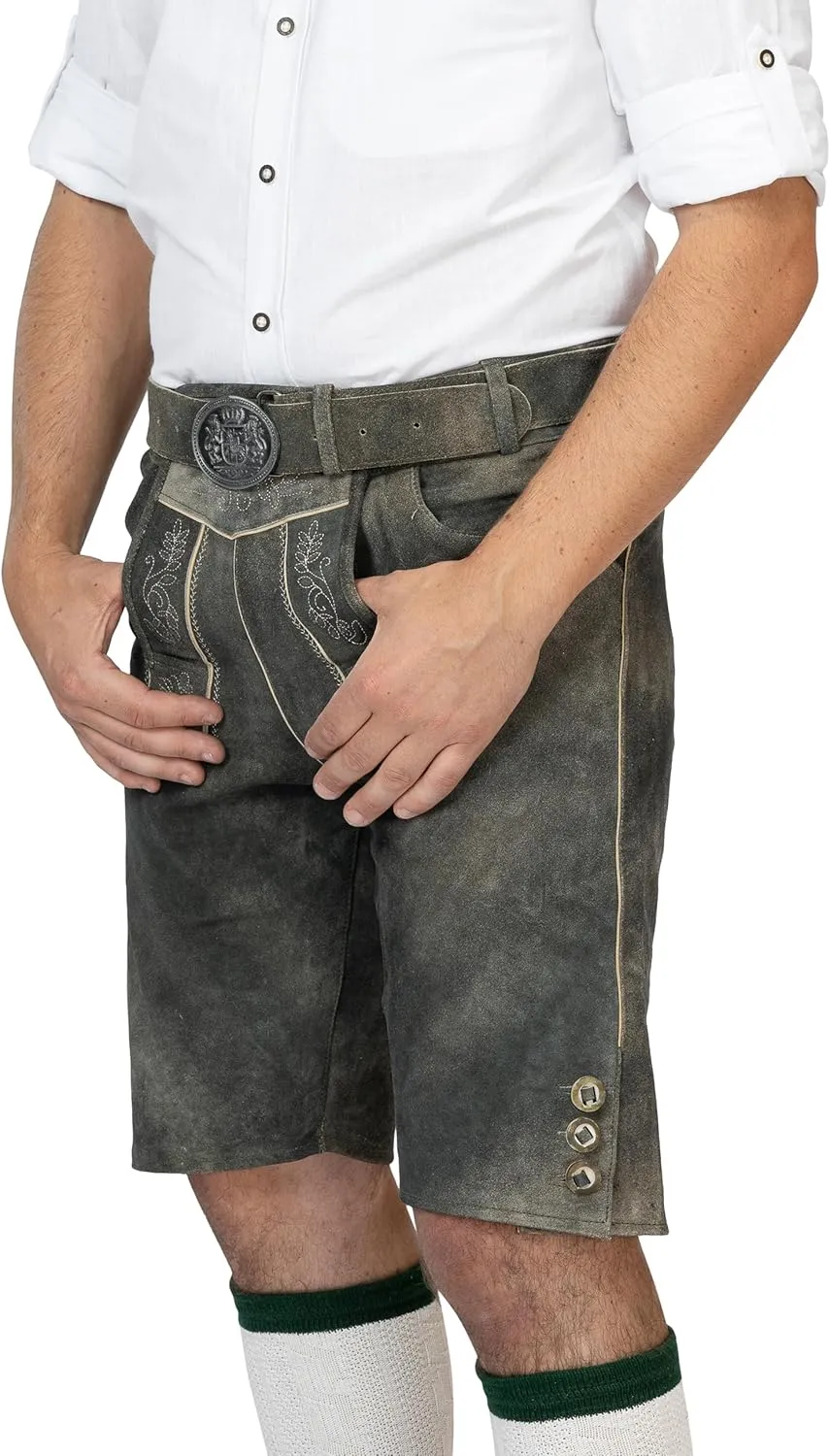Schneberger Trachten Couture Lederhosen Men, Genuine Leather, German Lederhosen with Bavarian Belt, Oktoberfest trouser