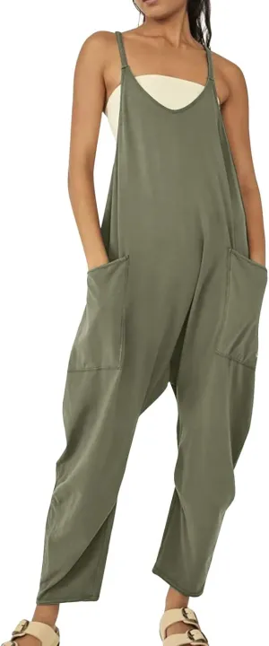 SHAOBGE Womens Jumpsuits Casual Summer Onesie Rompers Sleeveless Loose Baggy Overalls Jumpers with Pockets 2024 Clothes