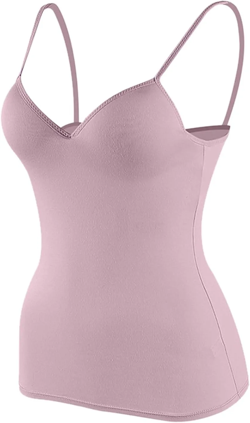 Shelf Bra Camisole Tops for Women Adjustable Spaghetti Strap Tank Top Basic Cotton Camis Shirts