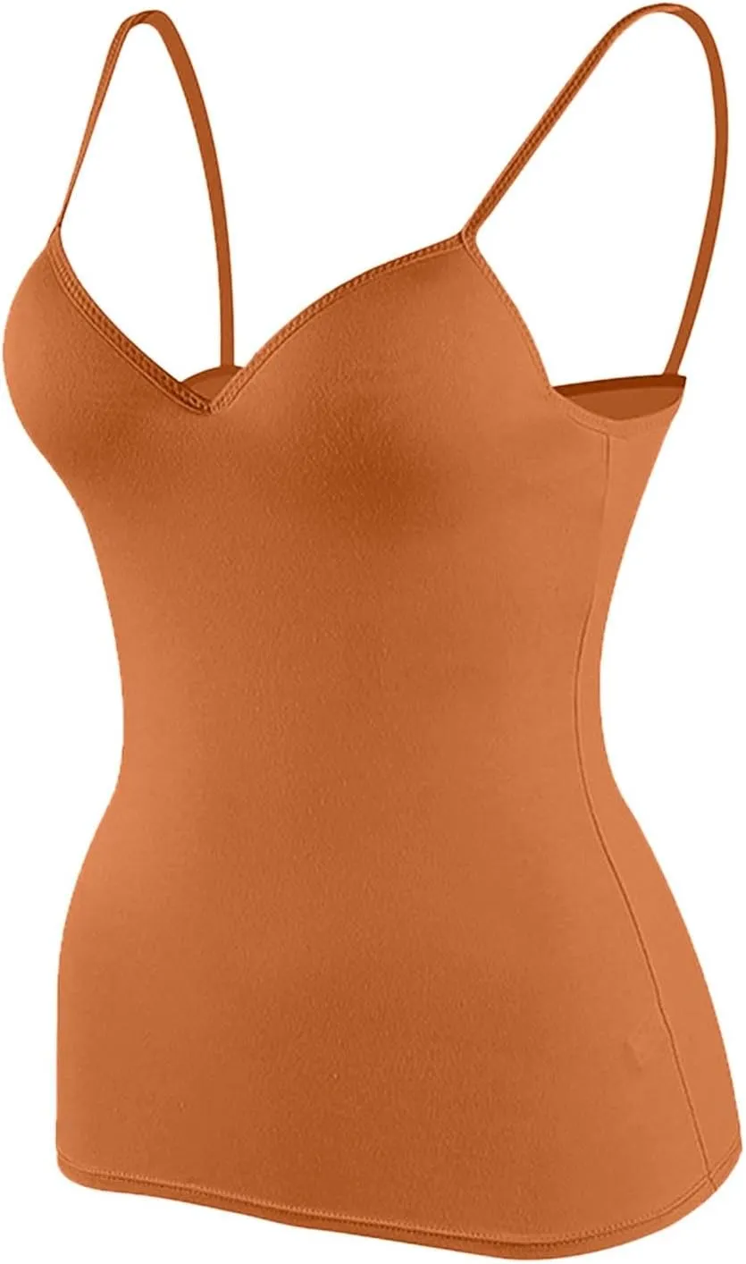 Shelf Bra Camisole Tops for Women Adjustable Spaghetti Strap Tank Tops Soft Casual Cotton Camis Shirts