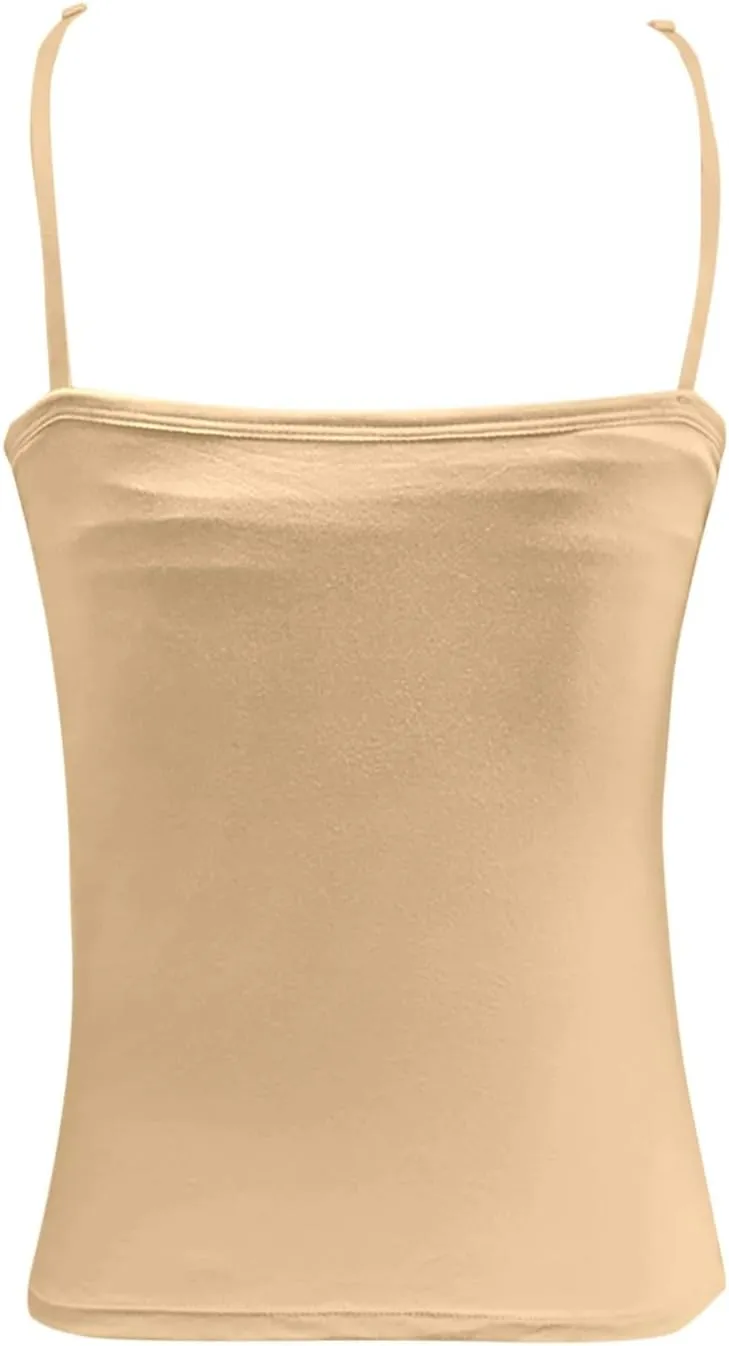 Shelf Bra Camisole Tops for Women Adjustable Spaghetti Strap Tank Tops Soft Casual Cotton Camis Shirts