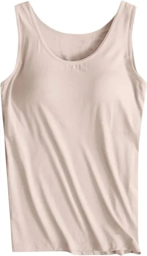 Shelf Bra Tanks for Women Summer Trendy Padded Tank Tops Basic Classic Cozy Undershirts Outfit with Built in Bras