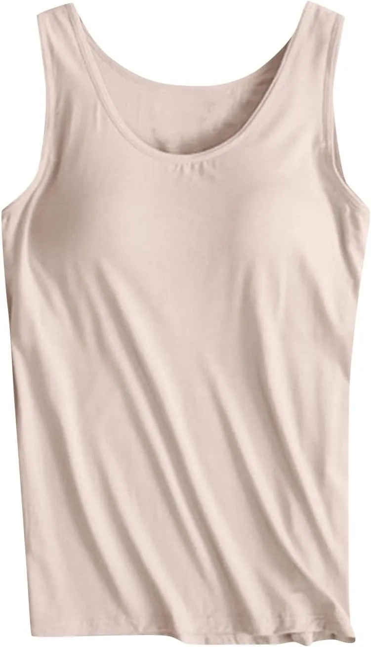 Shelf Bra Tanks for Women Summer Trendy Padded Tank Tops Basic Classic Cozy Undershirts Outfit with Built in Bras