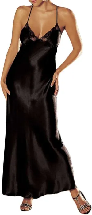 Silk Nightgowns for Women Casual Ladies Sexy Robe Lace V Neck Long Sleepwear Solid Color Room Sleep Dresses Elegant Lingerie