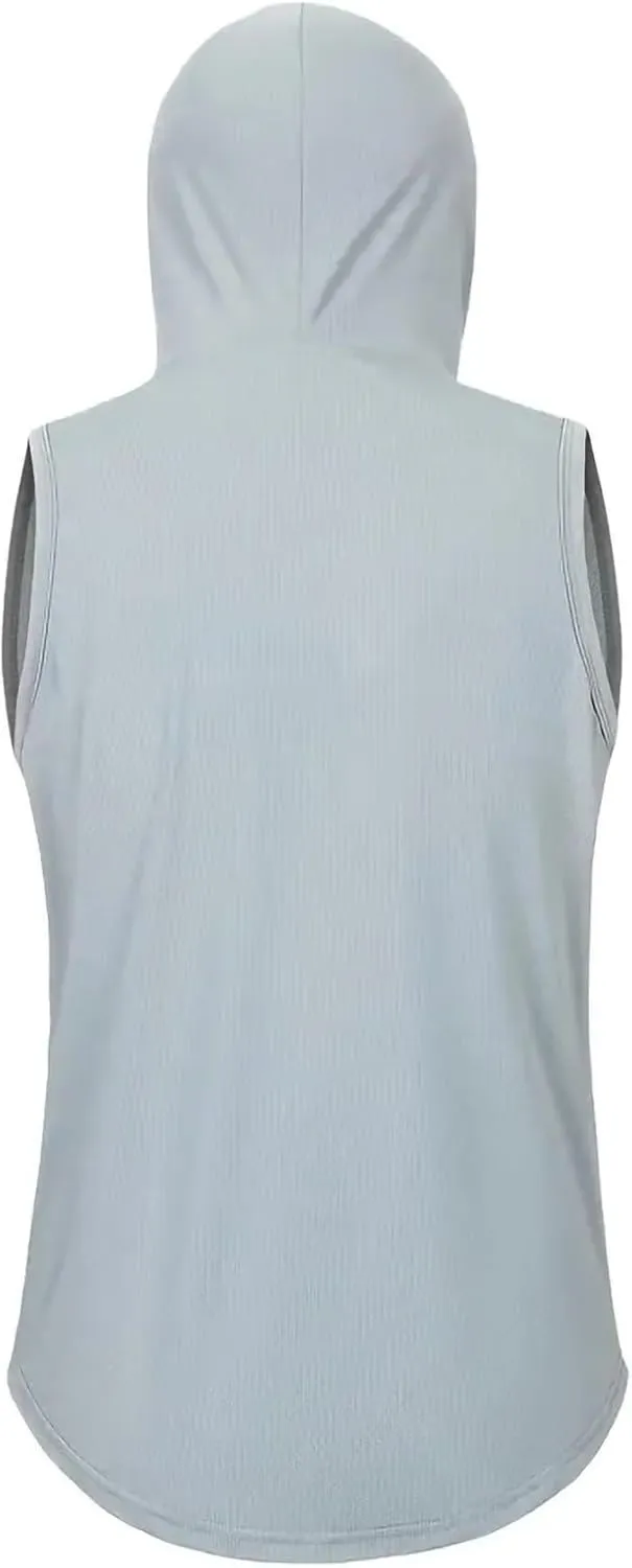 Sleeveless Hoodie Tank Tops for Men Breathable Mesh Workout Cut Off Gym Shirts Summer Lightweight Pullover Basic Tees