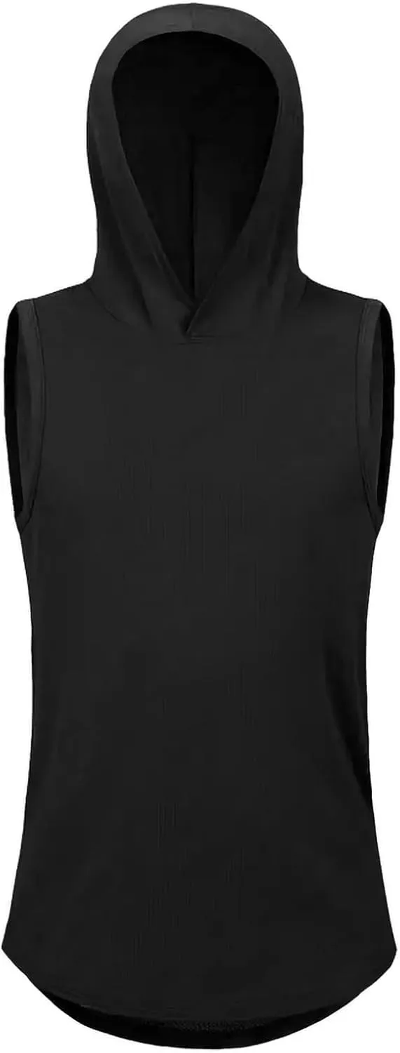 Sleeveless Hoodie Tank Tops for Men Breathable Mesh Workout Cut Off Gym Shirts Summer Lightweight Pullover Basic Tees