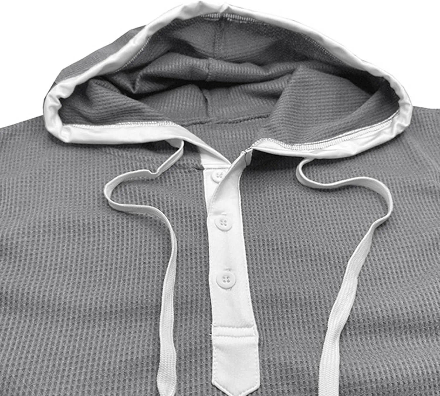 Sleeveless Waffle Knit T-Shirt for Men Trendy Workout Hooded Tank Tops Summer Fitness Button Hoodie Active Basic Tees