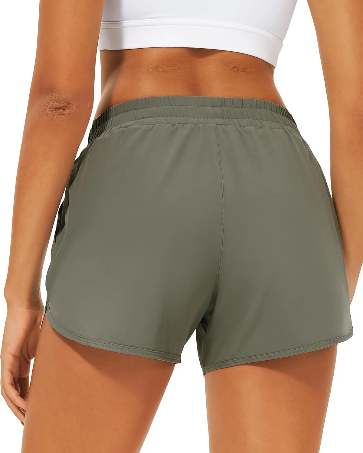 Stelle Womens 3" Running Shorts Mesh Liner High Waisted Workout Shorts Quick Dry Dolphin Athletic Shorts with Pockets