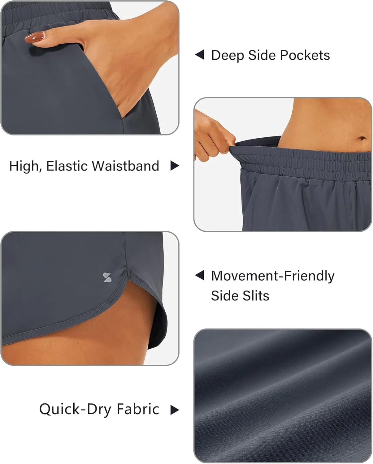 Stelle Womens 3" Running Shorts Mesh Liner High Waisted Workout Shorts Quick Dry Dolphin Athletic Shorts with Pockets