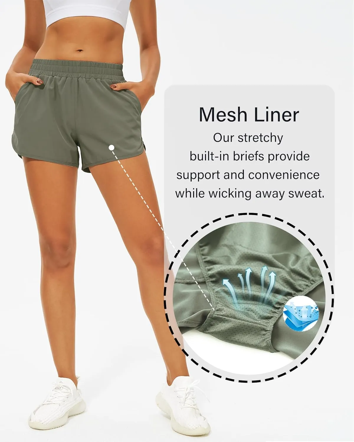 Stelle Womens 3" Running Shorts Mesh Liner High Waisted Workout Shorts Quick Dry Dolphin Athletic Shorts with Pockets