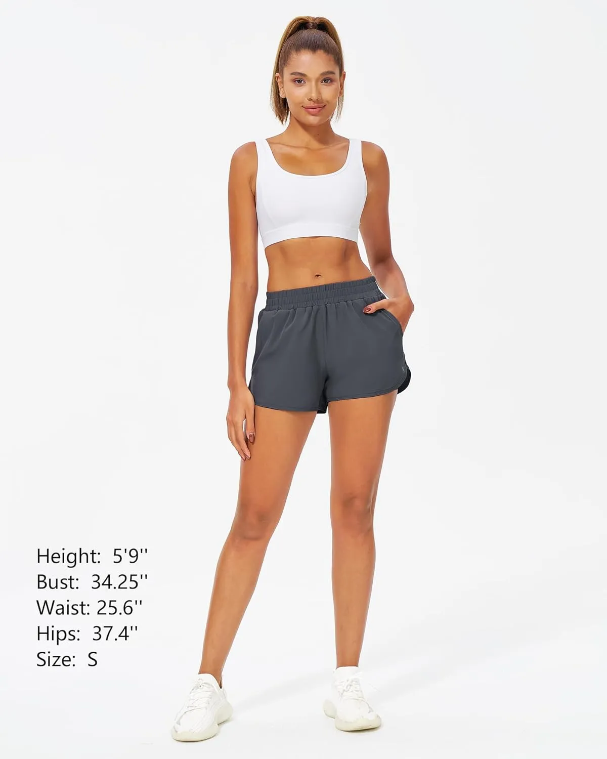Stelle Womens 3" Running Shorts Mesh Liner High Waisted Workout Shorts Quick Dry Dolphin Athletic Shorts with Pockets