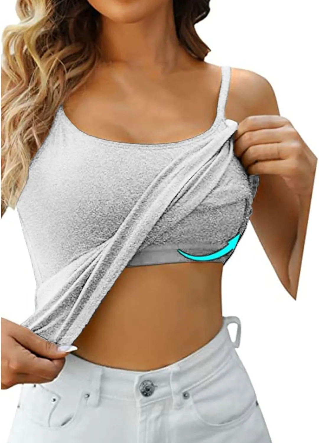 Summer Sexy Camisole Top for Women Pad Bra One Undershirt Womens Tank Tops Camisole Top for Women Built in Bra