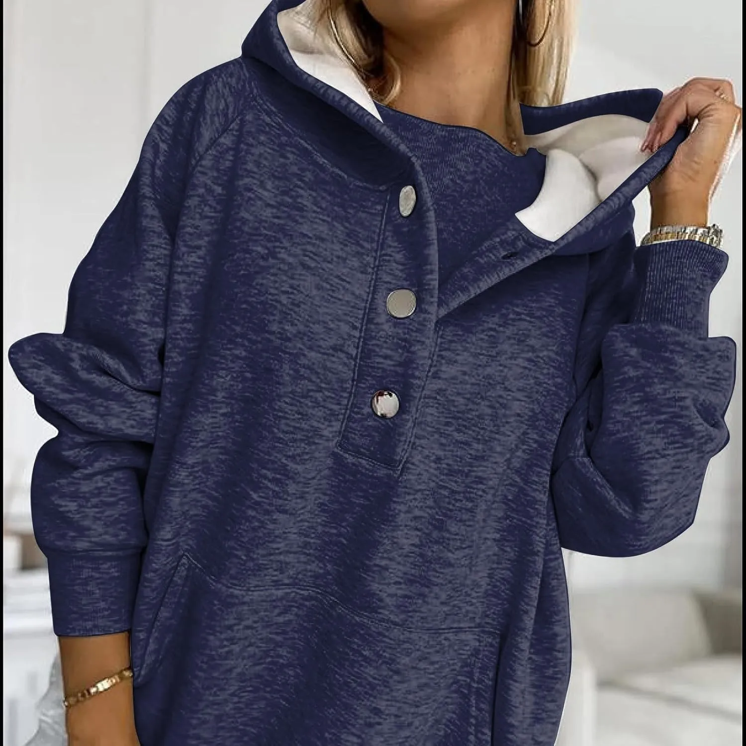Sweatsuit Set for Women 3 Piece Outfits Tracksuit Button Down Hoodies Crop Tank Top and Sweatpants Matching Sets