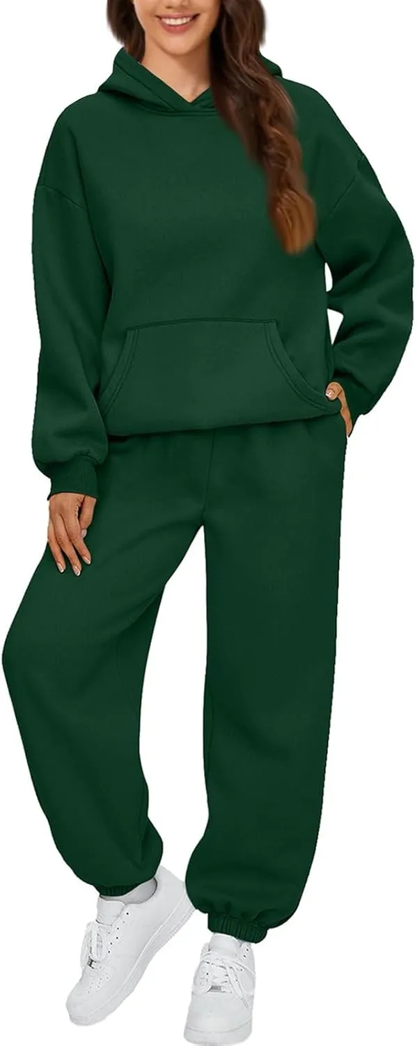 Sweatsuits Women 2 Piece Outfit Fleece Oversized Hoodie Joggers Sweatpants Track Suits Matching Lounge Pants Sets