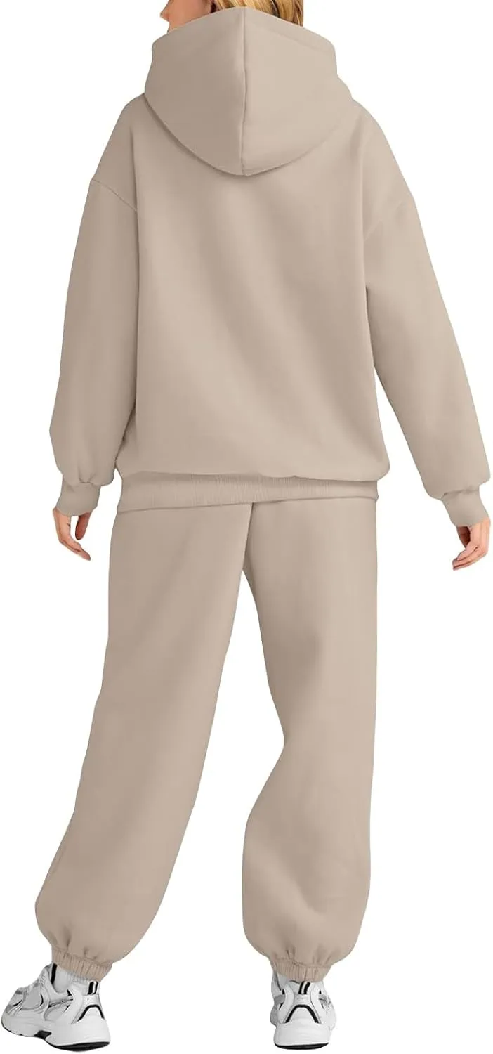 Sweatsuits Women 2 Piece Outfit Fleece Oversized Hoodie Joggers Sweatpants Track Suits Matching Lounge Pants Sets