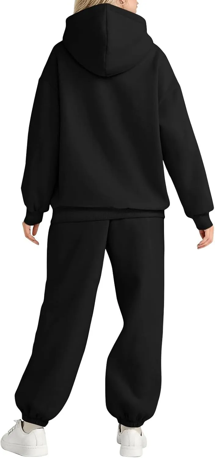 Sweatsuits Women 2 Piece Outfit Fleece Oversized Hoodie Joggers Sweatpants Track Suits Matching Lounge Pants Sets