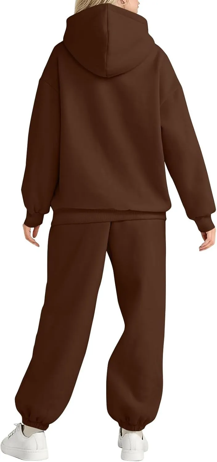 Sweatsuits Women 2 Piece Outfit Fleece Oversized Hoodie Joggers Sweatpants Track Suits Matching Lounge Pants Sets