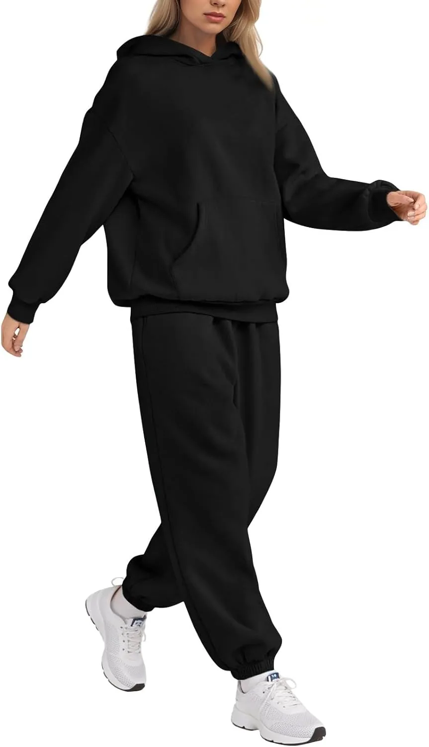 Sweatsuits Women 2 Piece Outfit Fleece Oversized Hoodie Joggers Sweatpants Track Suits Matching Lounge Pants Sets