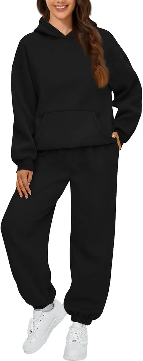 Sweatsuits Women 2 Piece Outfit Fleece Oversized Hoodie Joggers Sweatpants Track Suits Matching Lounge Pants Sets