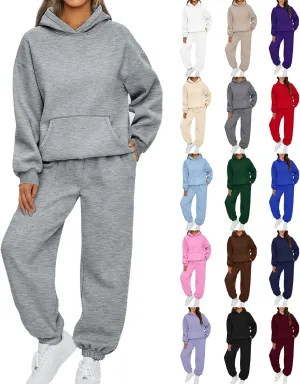 Sweatsuits Women 2 Piece Outfit Fleece Oversized Hoodie Joggers Sweatpants Track Suits Matching Lounge Pants Sets