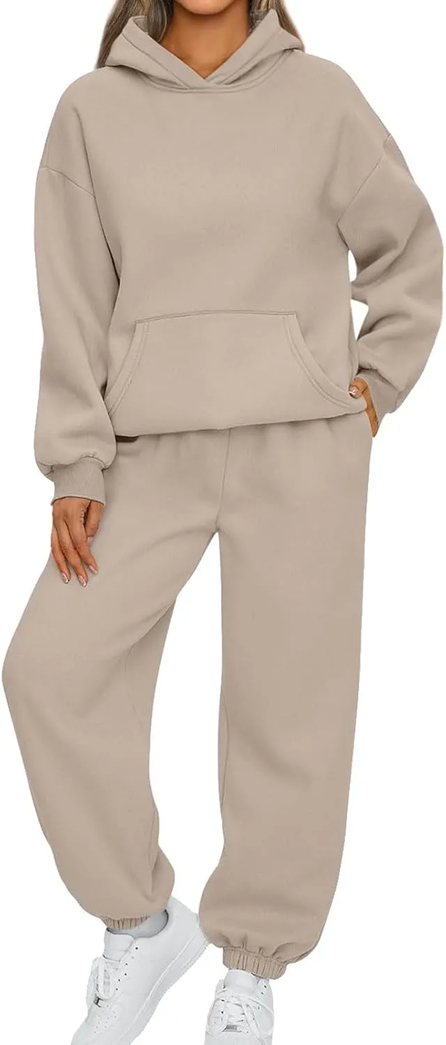 Sweatsuits Women 2 Piece Outfit Fleece Oversized Hoodie Joggers Sweatpants Track Suits Matching Lounge Pants Sets