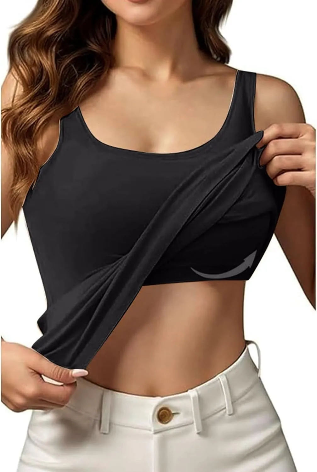 Tank Top for Women Built in Shelf Bra Spaghetti Strap Camisoles Workout Yoga Cotton Camis Shirts