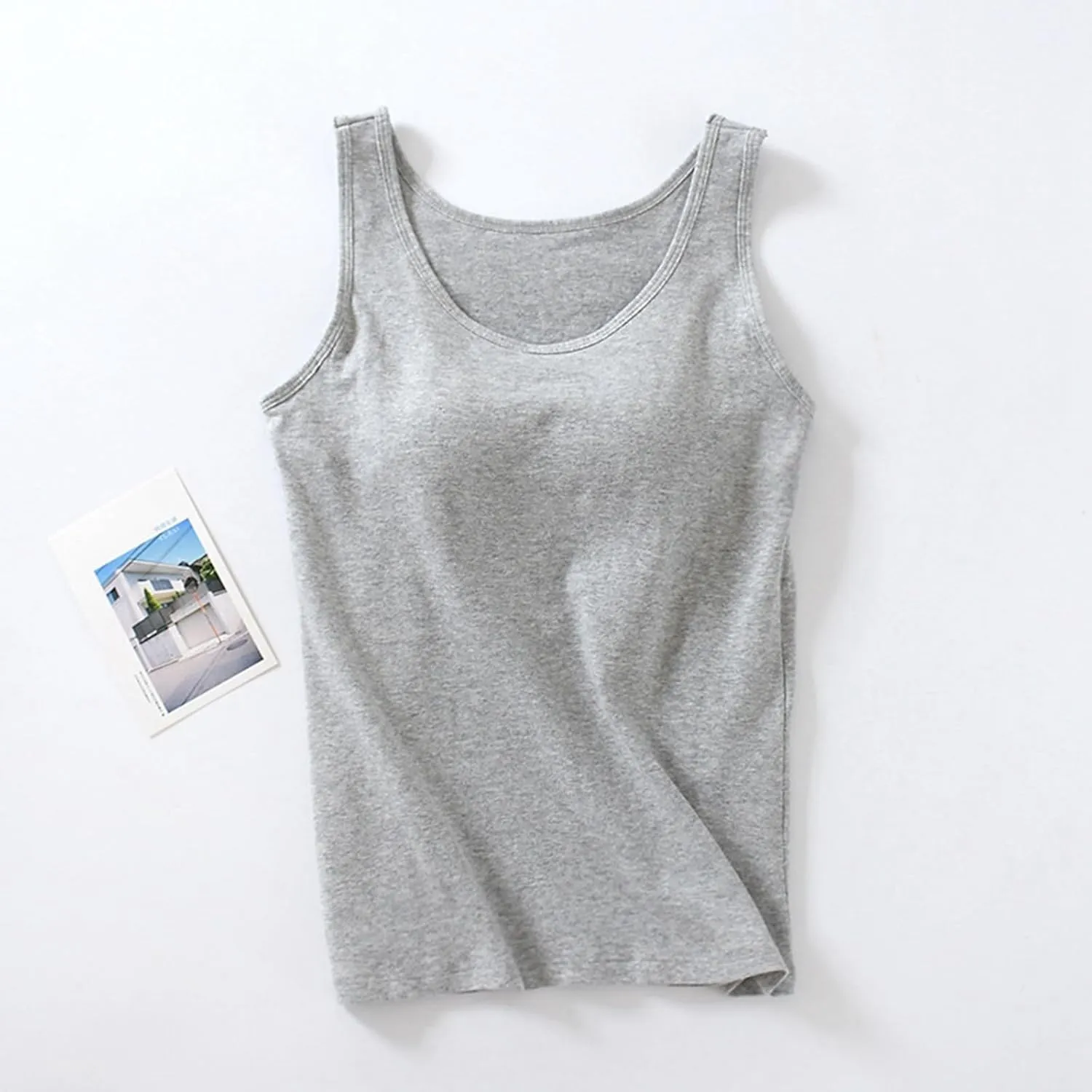 Tank Top for Women Built in Shelf Bra Spaghetti Strap Camisoles Workout Yoga Cotton Camis Shirts