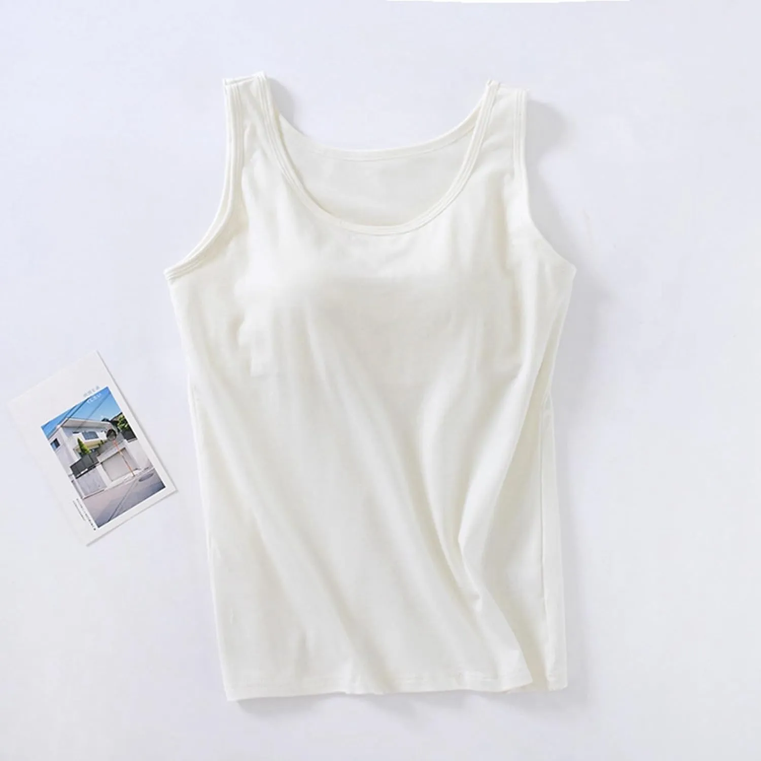 Tank Top for Women Built in Shelf Bra Spaghetti Strap Camisoles Workout Yoga Cotton Camis Shirts