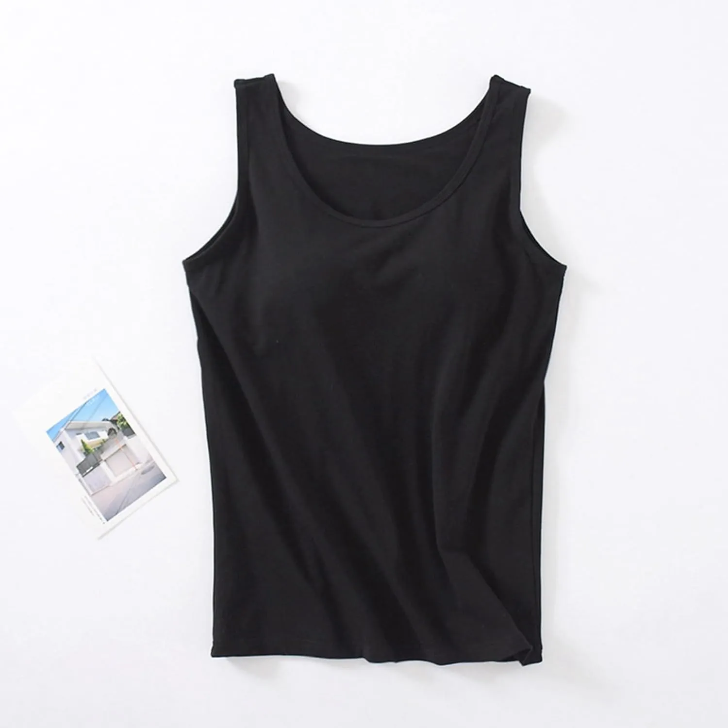 Tank Top for Women Built in Shelf Bra Spaghetti Strap Camisoles Workout Yoga Cotton Camis Shirts