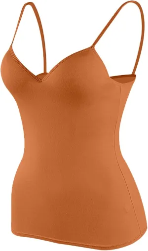Tank Top for Women with Built-in Padded Bra Racerback Camisoles Basic Breathable Cotton Camis Shirt