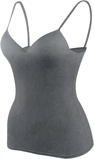 Tank Top for Women with Built-in Padded Bra Racerback Camisoles Basic Breathable Cotton Camis Shirt