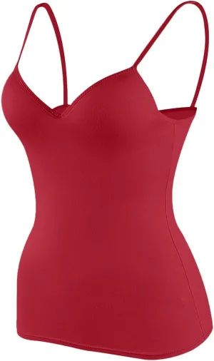 Tank Top for Women with Built-in Padded Bra Racerback Camisoles Basic Breathable Cotton Camis Shirt