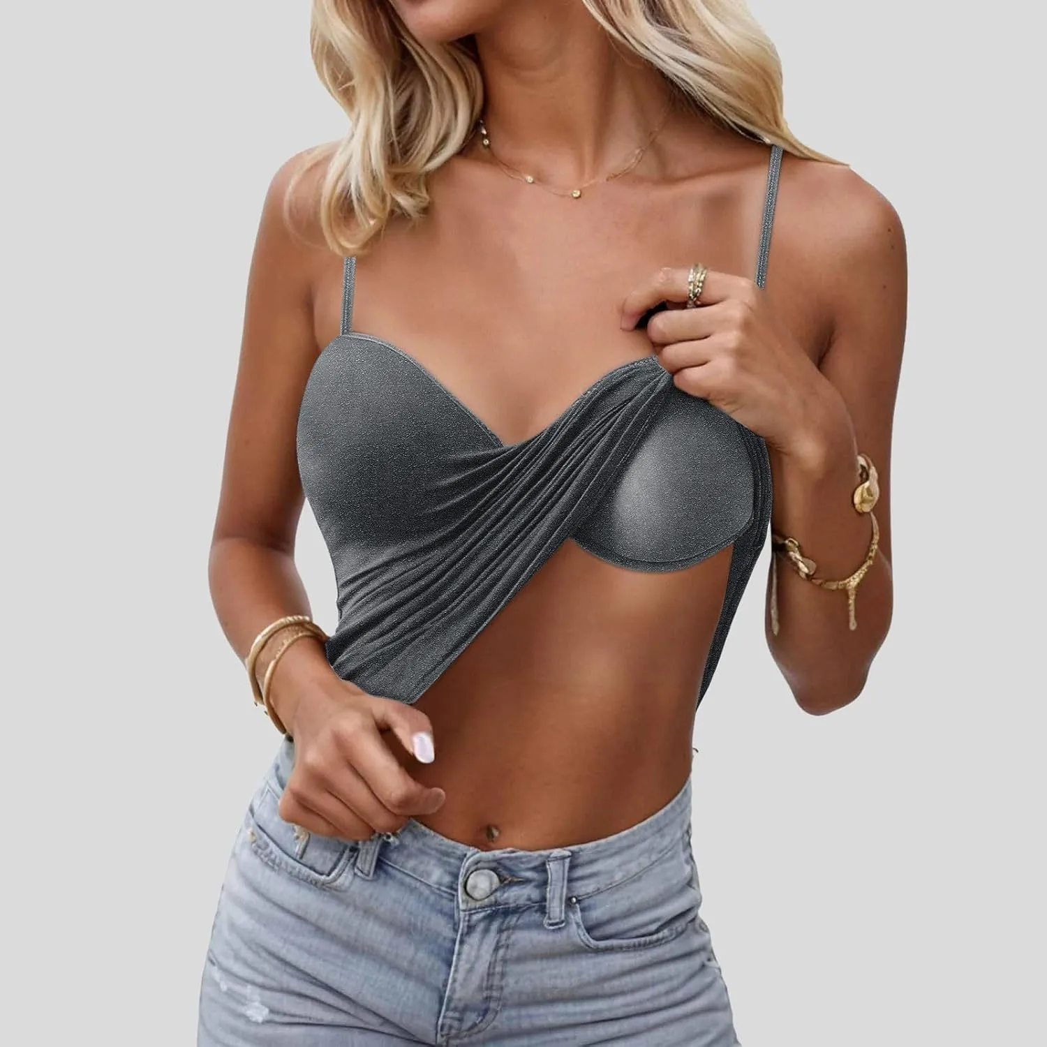 Tank Top for Women with Built-in Padded Bra Racerback Camisoles Basic Breathable Cotton Camis Shirt