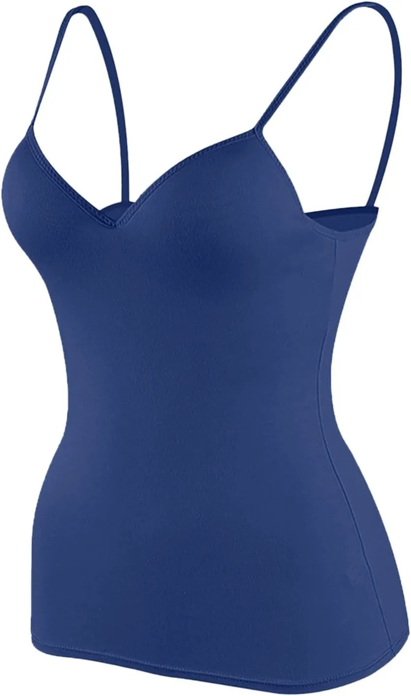 Tank Top for Women with Built-in Padded Bra Racerback Camisoles Basic Breathable Cotton Camis Shirt