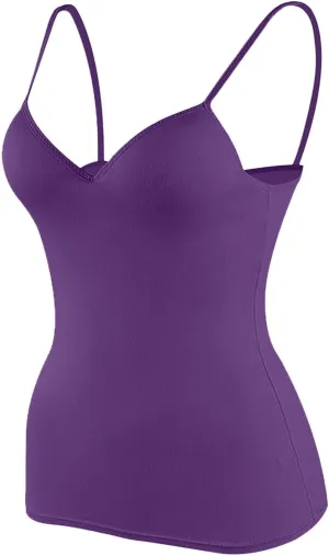 Tank Top for Women with Built-in Padded Bra Racerback Camisoles Basic Breathable Cotton Camis Shirt