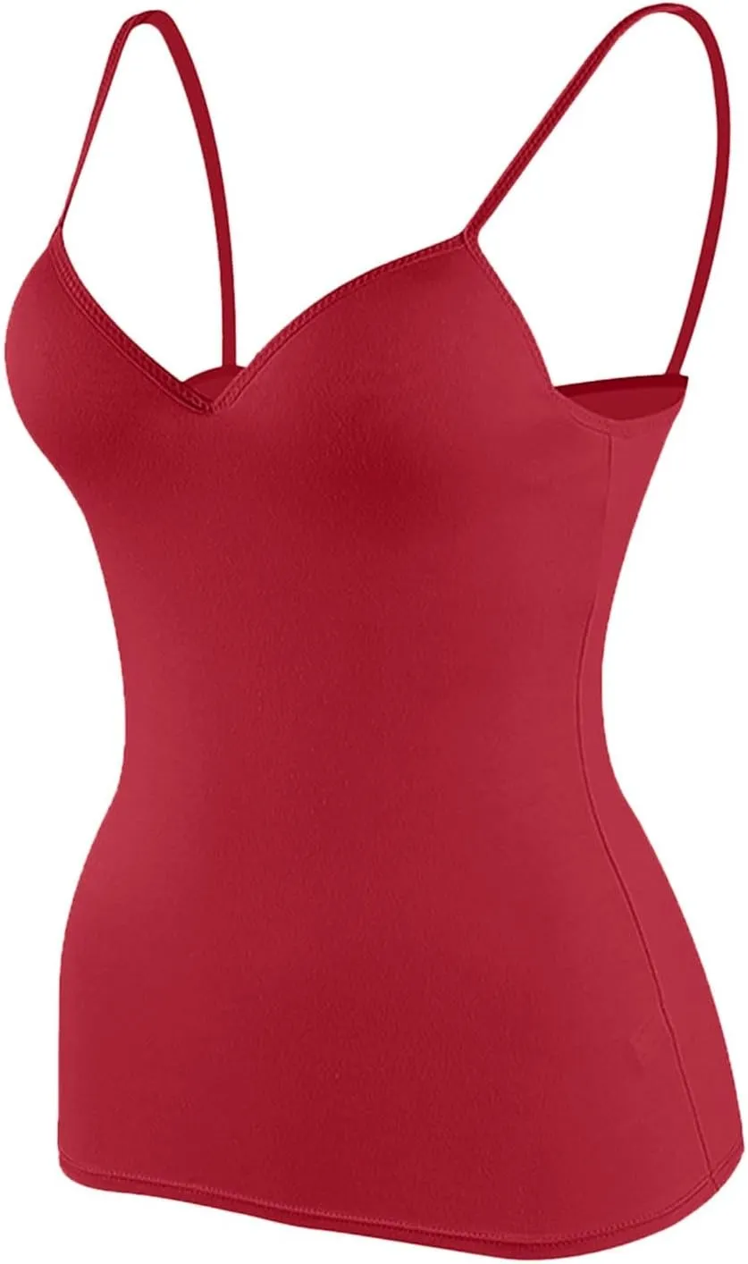 Tank Top for Women with Built-in Padded Bra Racerback Camisoles Basic Breathable Cotton Camis Shirt