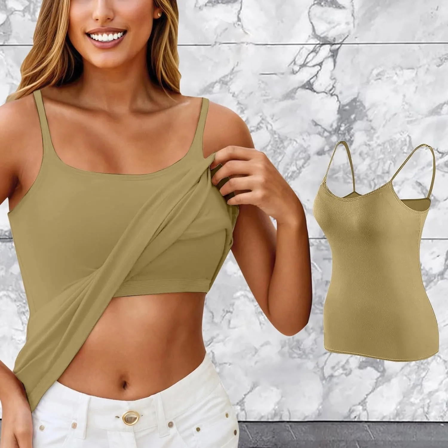 Tank Top for Women Wtih Shelf Bra Adjustable Straps Camisoles Soft Casual Cotton Camis Shirt