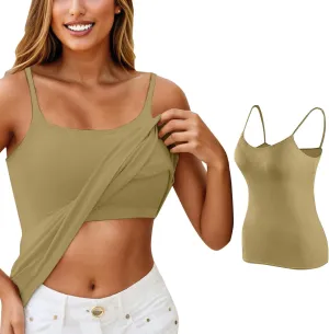 Tank Top for Women Wtih Shelf Bra Adjustable Straps Camisoles Soft Casual Cotton Camis Shirt