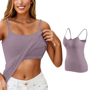 Tank Top for Women Wtih Shelf Bra Adjustable Straps Camisoles Soft Casual Cotton Camis Shirt