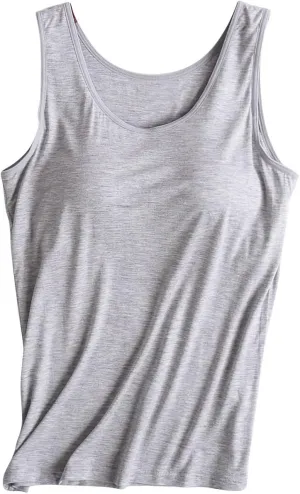 Tank Top with Built in Bra for Women Racerback Workout Shelf Bras Tanks Basic Padded Yoga Shirt Modal Undershirt