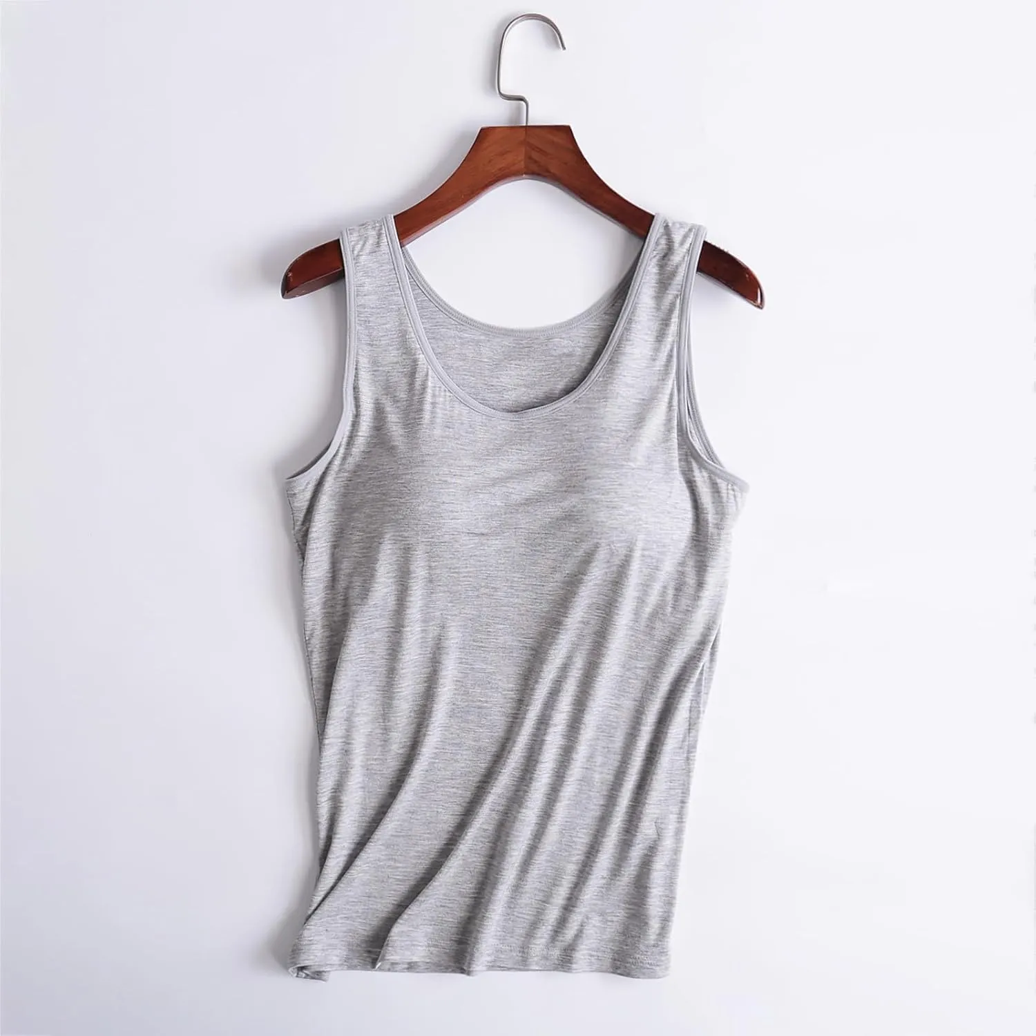 Tank Top with Built in Bra for Women Racerback Workout Shelf Bras Tanks Basic Padded Yoga Shirt Modal Undershirt