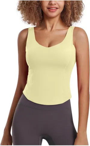 Tank Top with Built in Bra Women's 2025 Summer Workout Tanks U Neck Athletic Basic Comfy Undershirts for Lounge