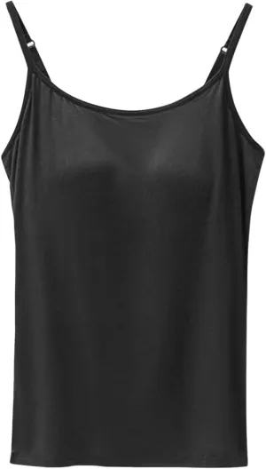 Tank Tops for Women Built in Bra Adjustable Spaghetti Strap Summer Sexy Back Cross Outfits Workout Layering Camisole