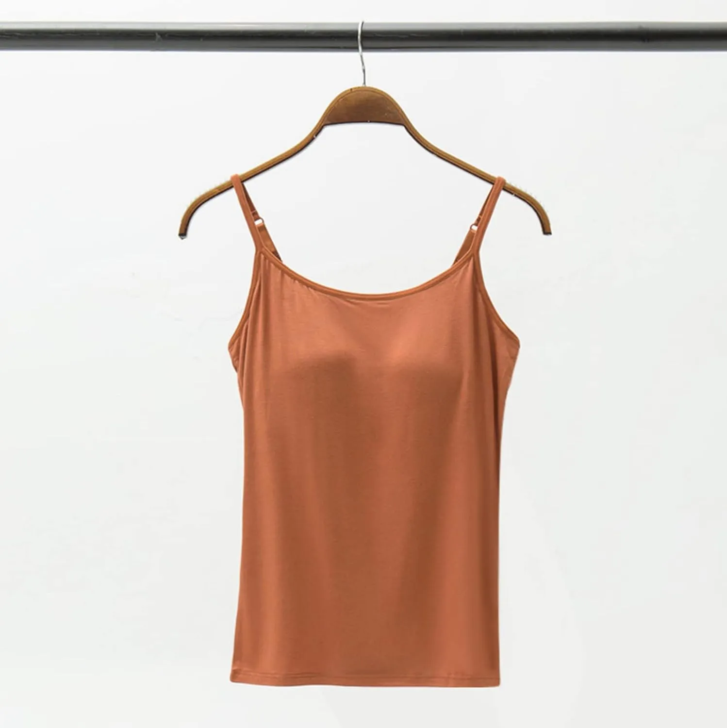 Tank Tops for Women Built in Bra Adjustable Spaghetti Strap Summer Sexy Back Cross Outfits Workout Layering Camisole