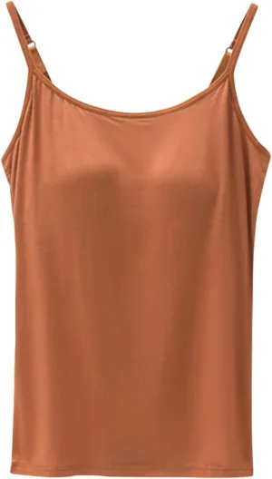 Tank Tops for Women Built in Bra Adjustable Spaghetti Strap Summer Sexy Back Cross Outfits Workout Layering Camisole