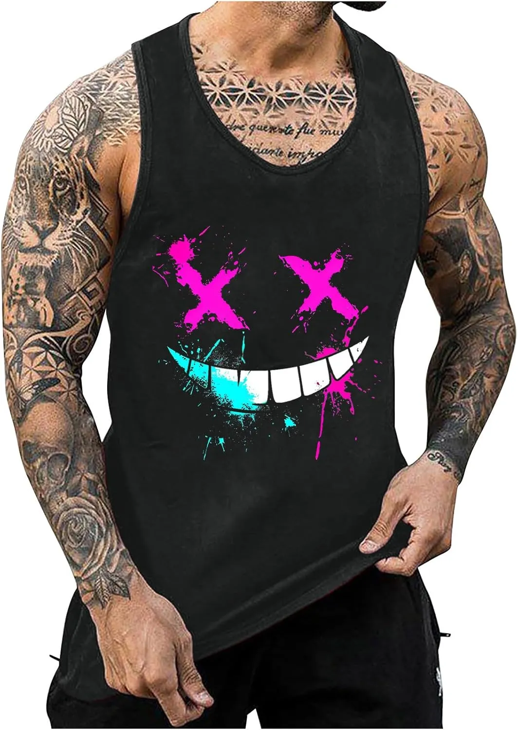 Tank Tops Men Graphic Funny Sleeveless Soft Novelty Tops Quick Dry Athletic Stretch Tank Pack