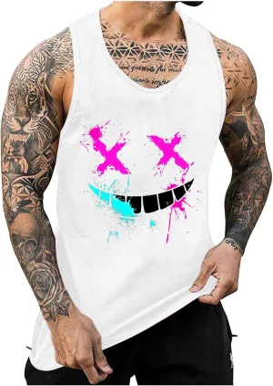 Tank Tops Men Graphic Funny Sleeveless Soft Novelty Tops Quick Dry Athletic Stretch Tank Pack