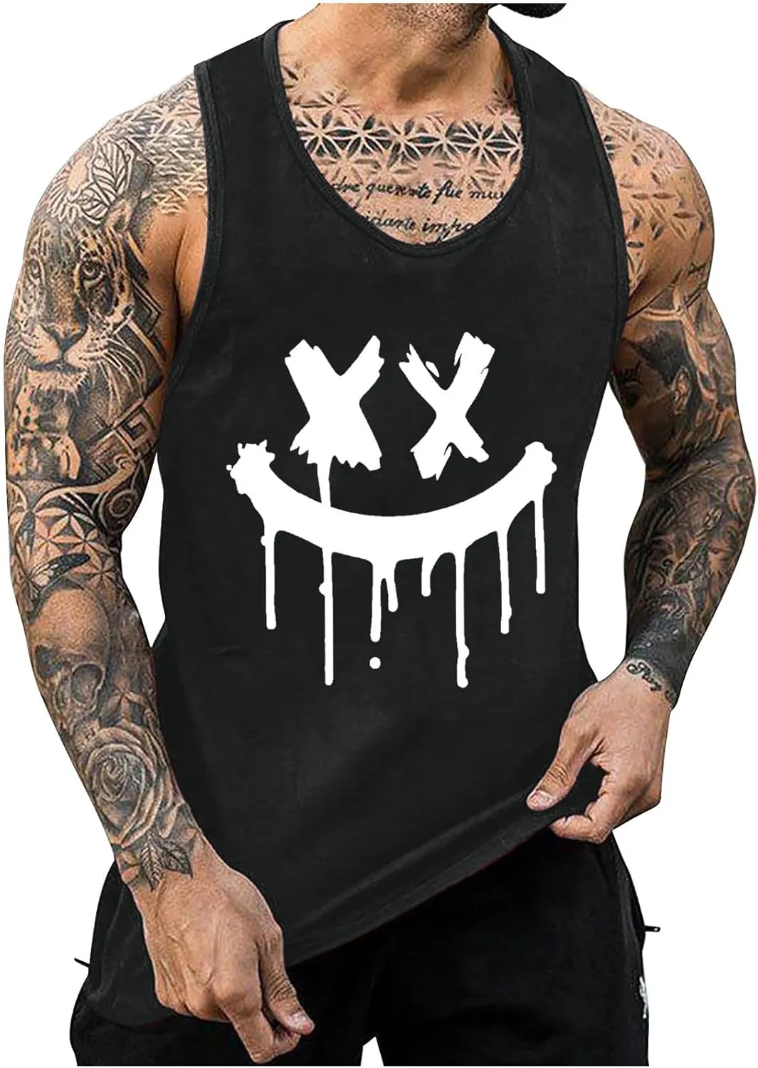 Tank Tops Men Graphic Funny Sleeveless Soft Novelty Tops Quick Dry Athletic Stretch Tank Pack