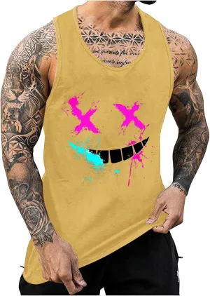 Tank Tops Men Graphic Funny Sleeveless Soft Novelty Tops Quick Dry Athletic Stretch Tank Pack