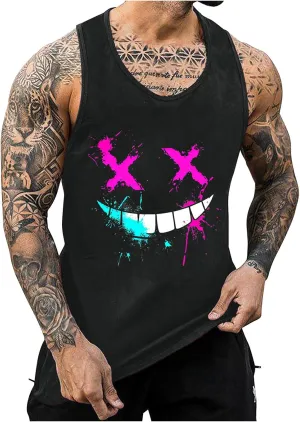 Tank Tops Men Graphic Funny Sleeveless Soft Novelty Tops Quick Dry Athletic Stretch Tank Pack